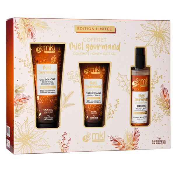 MKL Coffret Miel Gourmand - Crème Mains 50 ml + Gel Douche 100 ml + Brume Parfumée 100 ml
