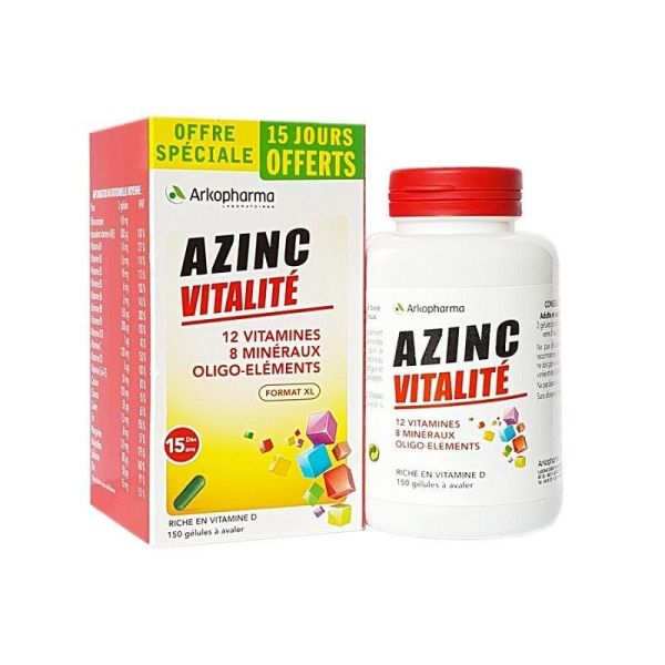 Arkopharma Azinc Vitalité Vitamines et Minéraux 120 gélules + 30 offertes