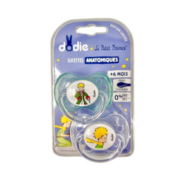 Dodie Sucettes anatomiques Petit Prince +6 Mois - Lot de 2 sucettes