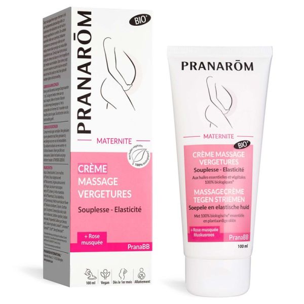 Pranarôm PranaBB Maternité Crème Massage Vergetures Bio 100ml – Élasticité et fermeté