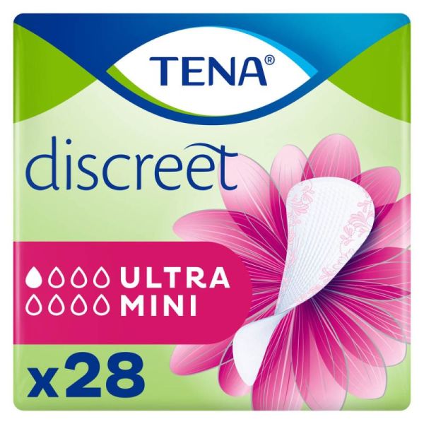 TENA Discreet Ultra Mini Féminin- Boîte de 28 - Protection Discrète Fuites Urinaires