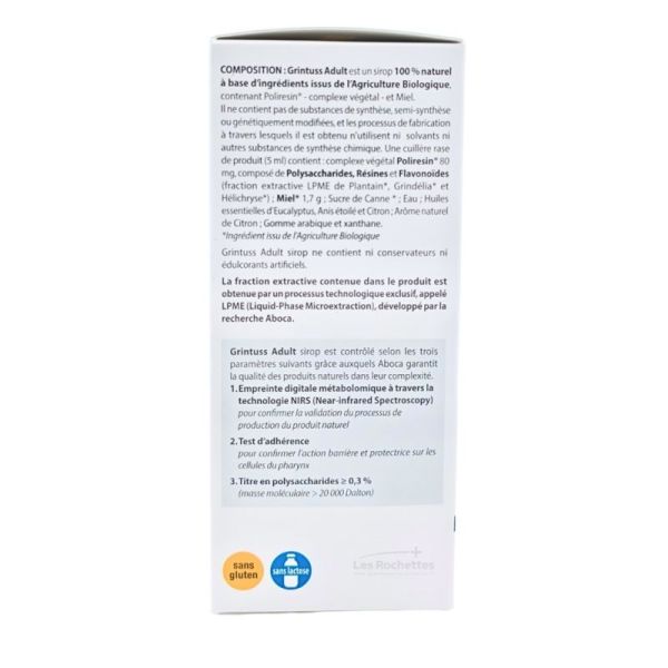 Aboca Grintuss Adult Sirop 180 g - Calme la toux et protège la muqueuse