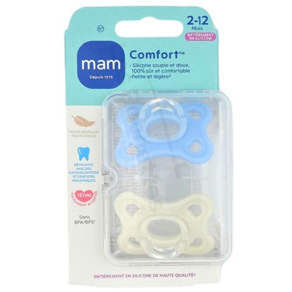 MAM Comfort Sucettes Silicone 2-12 mois x2 – apaisement et confort bébé