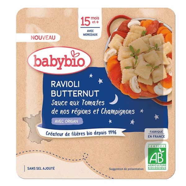 Babybio Soir Ravioli Butternut Sauce Tomate +15m Bio - 190g