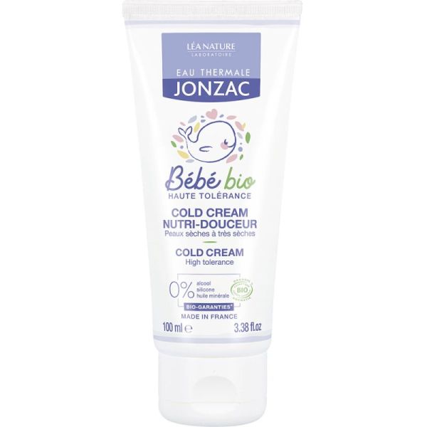 Eau Thermale Jonzac Bébé Bio Cold Cream Nutri-Douceur Bio - 100 ml - Nourrit, protège et apaise la peau fragile de bébé