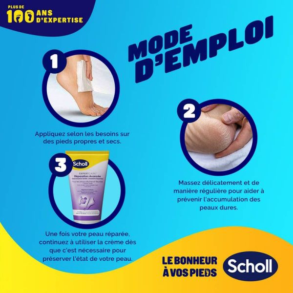 Scholl Crème Réparatrice Intense - 150 ml - Réparation des pieds très secs et abîmés