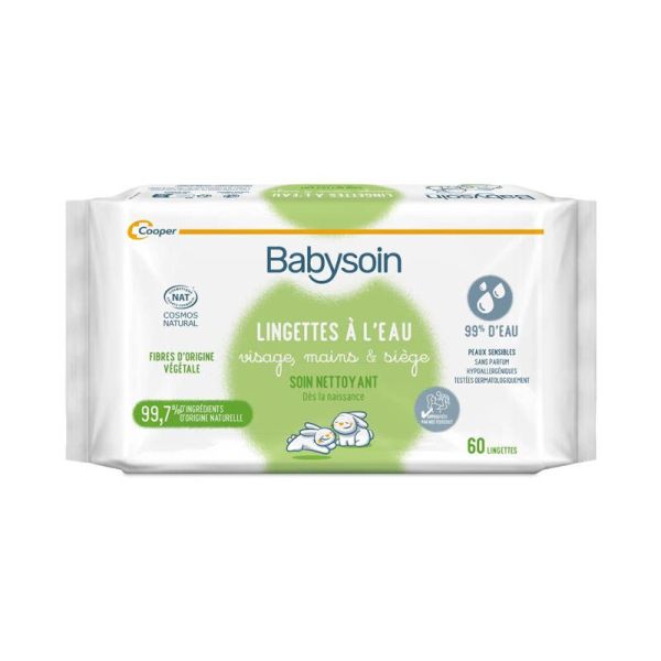 Babysoin Lingettes À l'Eau Bio Bébé - 4 x 60 Lingettes - Nettoyage doux dès la naissance