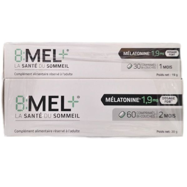 8:MEL+ Mélatonine 1,9mg - Offre spéciale 30 + 60 comprimés - 3 mois