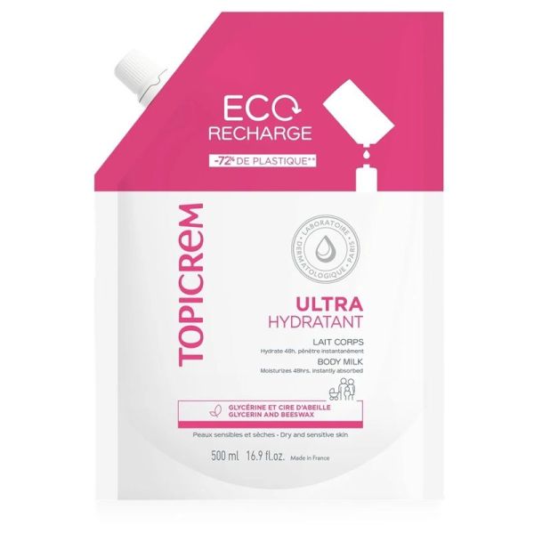 Topicrem Ultra-Hydratant Lait Corps Peaux Sèches - Éco-Recharge 500ml