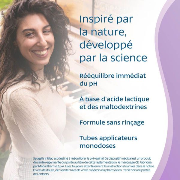 Saugella Intilac Rééquilibrant pH - Gel Intravaginal - Rééquilibre la Flore Vaginale - 7 Monodoses de 5 ml