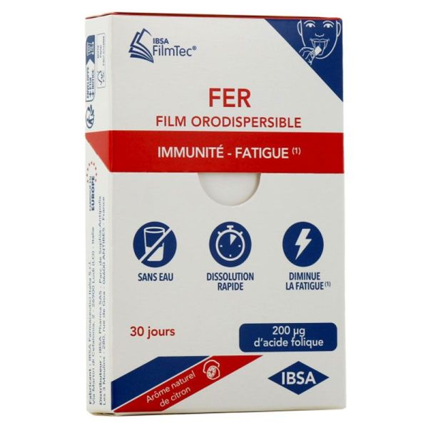 Ibsa Filmtec Fer - 14mg - Immunité & Fatigue - 30 Films Orodispersibles