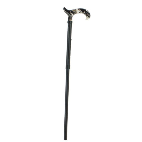 Cannes Fayet Canne de Marche Pliante Réglable Alu Noir Homme Poignée Plexiglass Noire & Beige