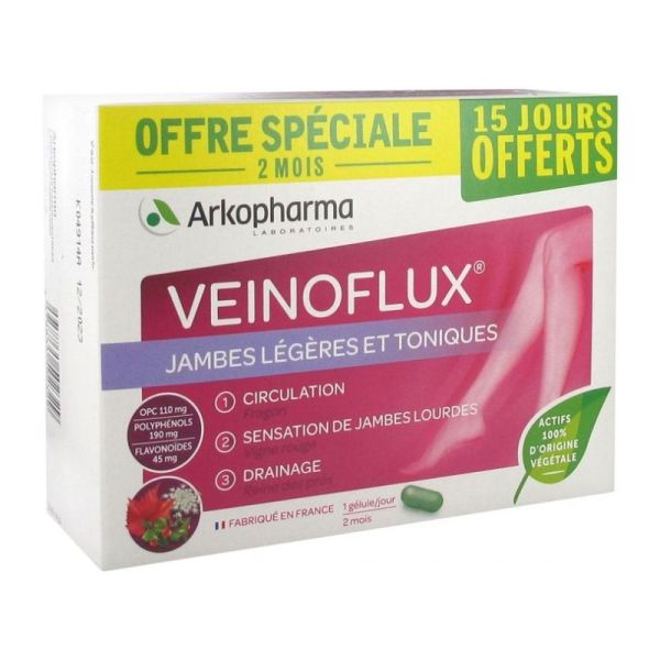 Arkopharma Veinoflux Jambes Légères et Toniques 60 gélules