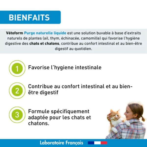 Vetoform Purge Naturelle Liquide Chat et Chaton Confort Digestif - 50ml