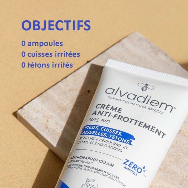 Alvadiem Crème Anti-Frottement au Miel Bio 75ml - Pieds, cuisses, aisselles, tétons