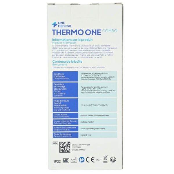 One Medical Thermo One Combo Thermomètre 2 en 1 - Mesure auriculaire et frontale