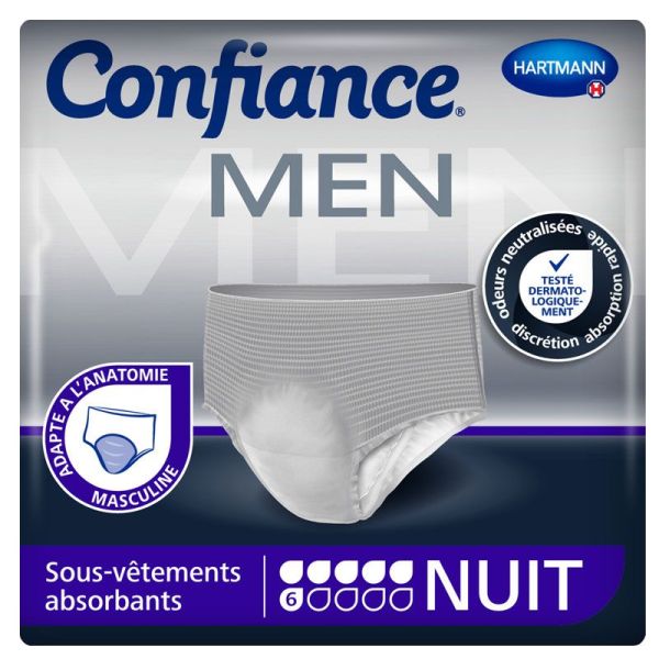 Confiance Men Sous-Vêtements Absorbants Taille L 6G Nuit - 7 unités