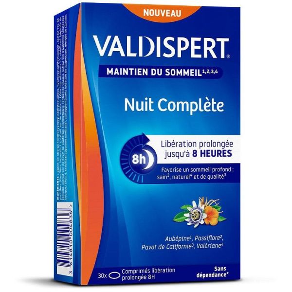 Valdispert Nuit Complète - Favorise le Sommeil Profond, Sain, de Qualité - 30 Comprimés