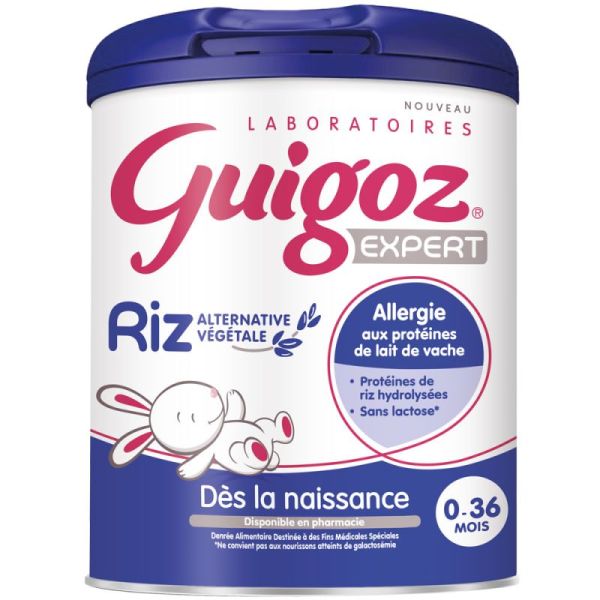 Guigoz Expert Riz 0-36 mois 800 g - Alternative végétale sans lactose, allergie aux protéines de lait de vache
