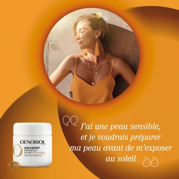 Oenobiol Sun Expert Préparateur Solaire Peau Sensible - Lot de 2 x 30 Capsules - Préparation solaire adaptée