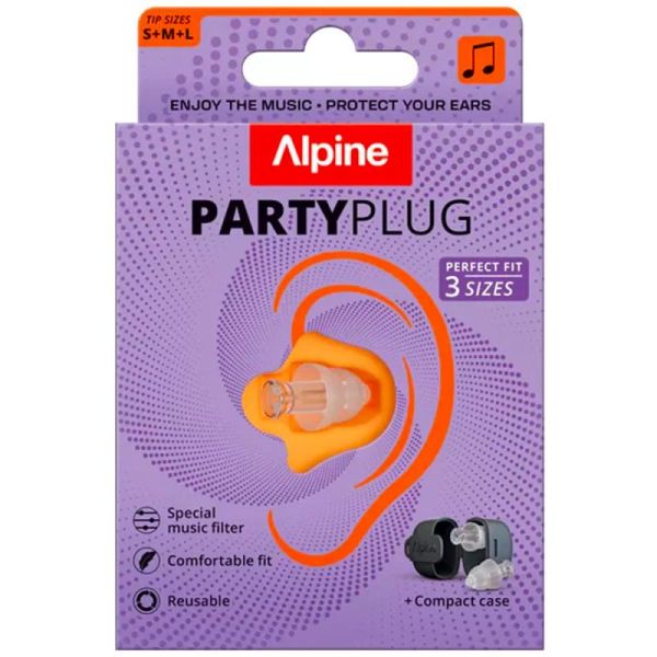 Alpine PartyPlug Pro Bouchons d’Oreilles pour Festivals & Concerts - 1 paire - Transparent