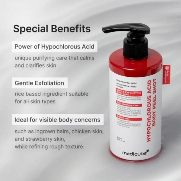 Medicube Hypochlorous Acid Body Peel Shot 280 ml - Soin exfoliant corporel purifiant