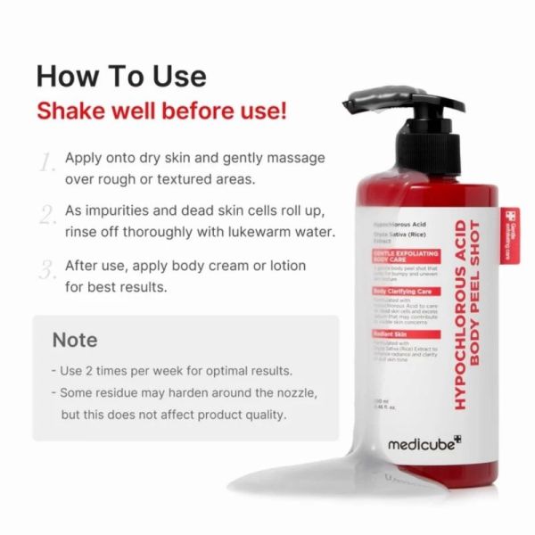 Medicube Hypochlorous Acid Body Peel Shot 280 ml - Soin exfoliant corporel purifiant