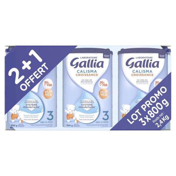 Gallia Calisma Croissance Dès 12 mois - Tripack 800 g - 2 + 1 Gratuit