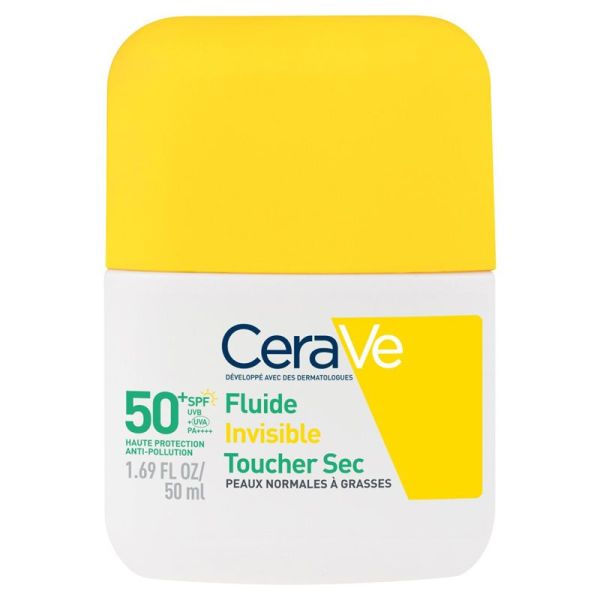 CeraVe Fluide Invisible Toucher Sec SPF50+ 50 ml – Haute protection et matité