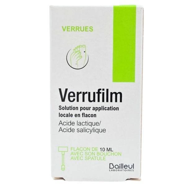 Laboratoires Bailleul Verrufilm flacon de 10 ml avec spatule - Traitement des verrues plantaires, vulgaires et mosaïques
