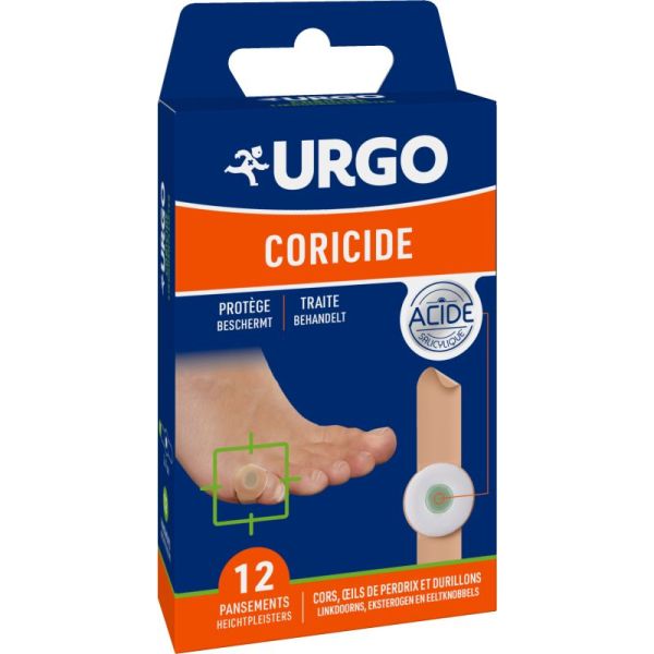Urgo Coricide - 12 Pansements - Traitement des Cors, Œils de Perdrix et Durillons