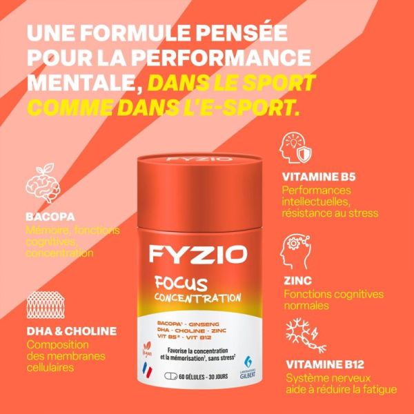 Gilbert Fyzio Focus Concentration 60 gélules – Performance mentale et concentration