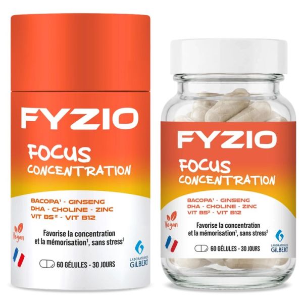 Gilbert Fyzio Focus Concentration 60 gélules – Performance mentale et concentration