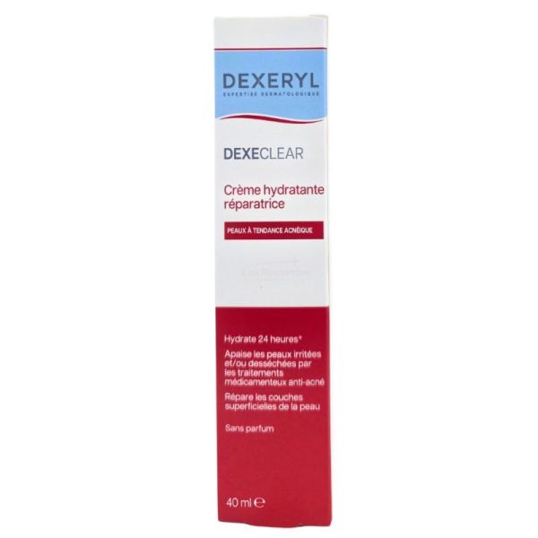 Dexeryl Dexeclear Crème Hydratante Réparatrice 40 ml - Hydrate et apaise les peaux sous traitement anti-acné