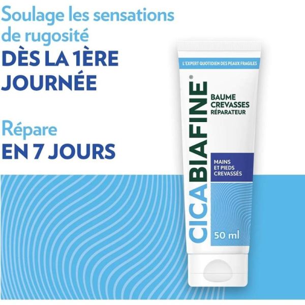 Biafine Cicabiafine Baume Réparateur Crevasses 50ml - Mains et pieds abîmés, fendillés, crevassés
