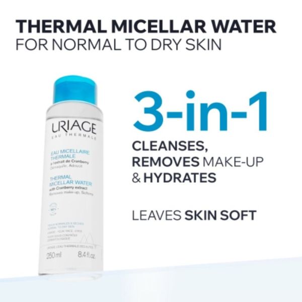 Uriage Eau Micellaire Thermale Peaux Normales à Sèches 500 ml - Démaquille et hydrate en douceur