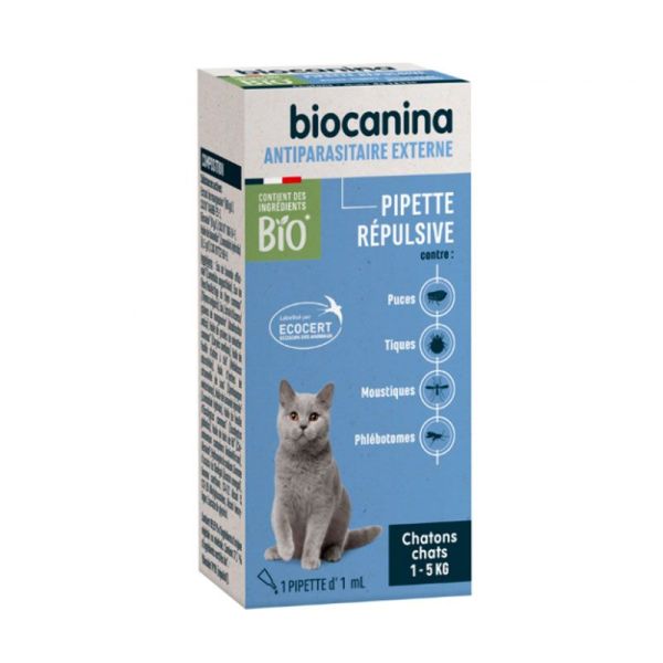 Biocanina Antiparasitaire Externe - Pipette Répulsive - Chatons Chats - 1/5kg - 1 pipette