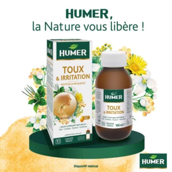 Humer Toux et Irritation - Sirop pour la Toux Sèche et Grasse - 100ml - Soulage et protège