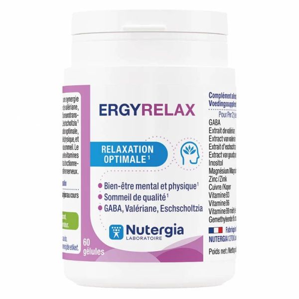 Nutergia Ergyrelax - Aide à la Déconnexion - Tensions Musculaires - Sommeil - 60 gélules