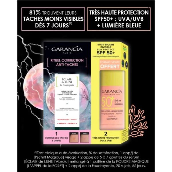 Garancia Eclair de Lune La Foudroyante Crème Anti-Taches 30ml + Stick solaire invisible sun protect SPF 50+