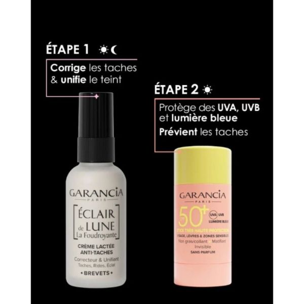 Garancia Eclair de Lune La Foudroyante Crème Anti-Taches 30ml + Stick solaire invisible sun protect SPF 50+