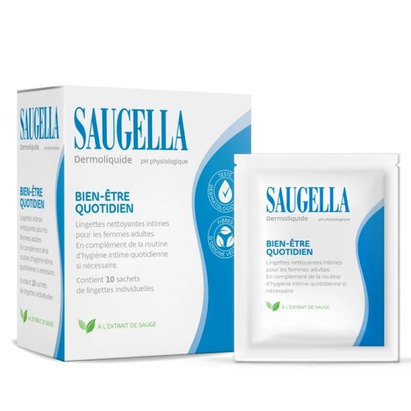 Saugella Dermoliquide Lingettes Intimes Nettoyantes - 15 Lingettes