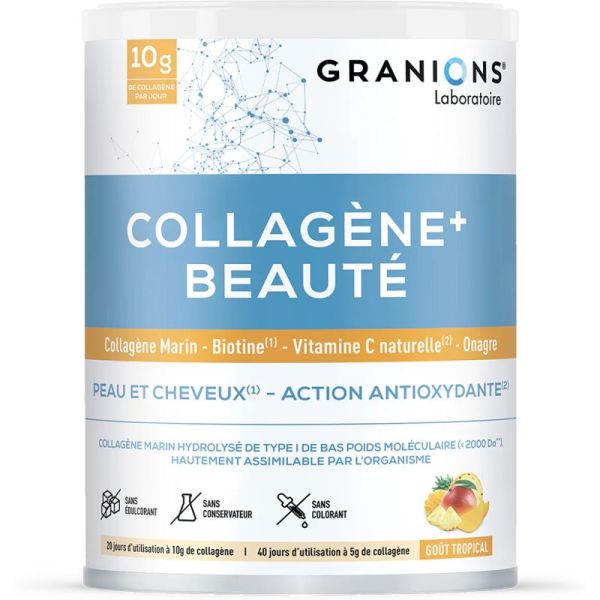 Granions Collagène + Beauté Goût Tropical 220g – Cheveux, éclat et fermeté de la peau