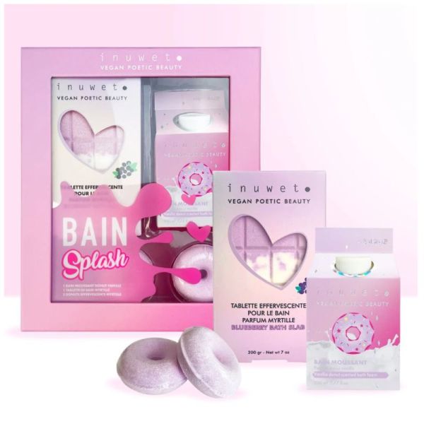 Inuwet Coffret Splash Bain Donuts Moussant Vanille, Tablette Effervescente et Donuts Myrtille (copie)
