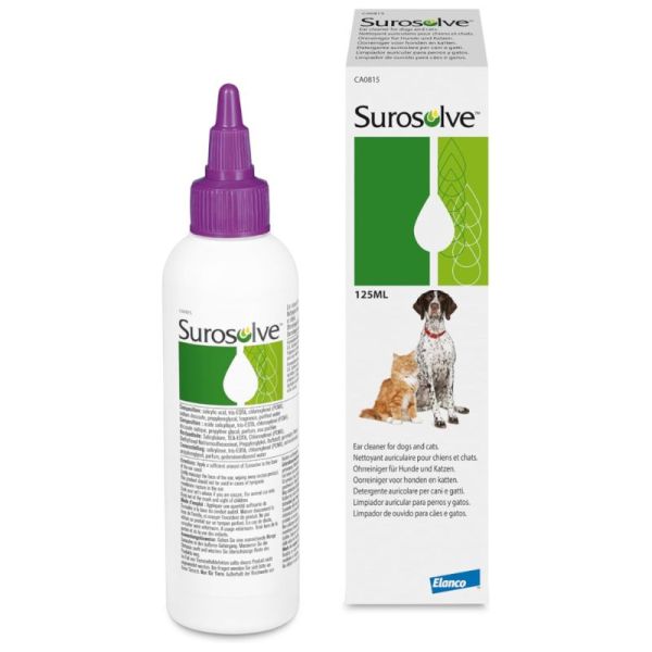 Elanco Surosolve Nettoyant Auriculaire Chien et Chat 125 ml – solution douce pour des oreilles propres et saines