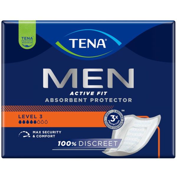 Tena Men Actif Fit Protection Absorbante de Niveau 3 - 16 protections à placer sous un sous-vêtement