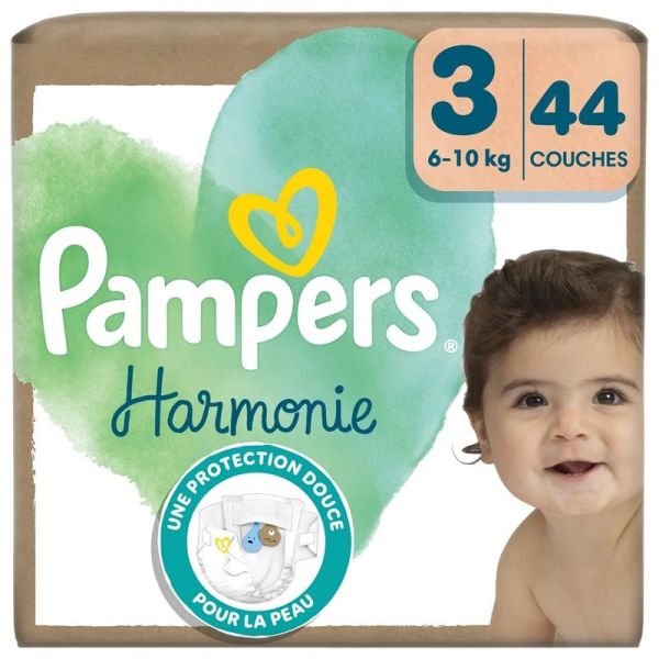 Pampers Harmonie Couches Bébé Taille 3 (6/10 kg) - 44 Couches