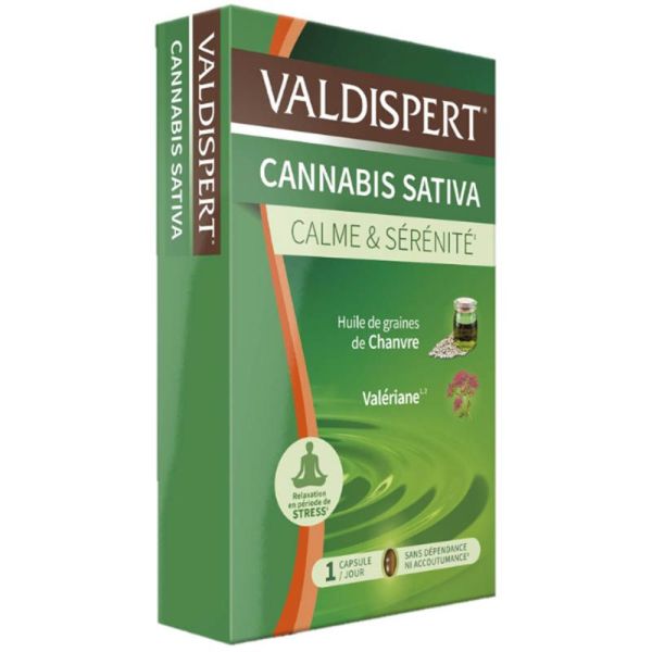 Valdispert Cannabis Sativa Calme & Sérénité - 24 Capsules - Apaisement naturel sans accoutumance
