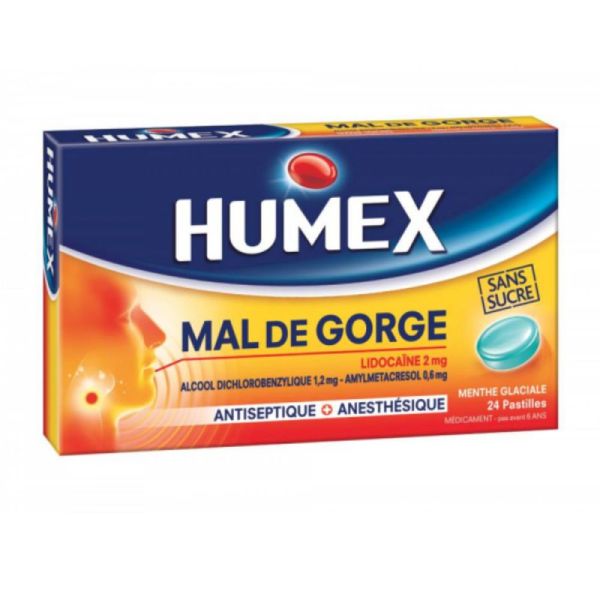 Humex Mal de gorge menthe glaciale sans sucre pastilles