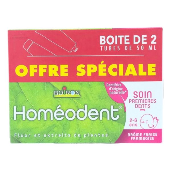 Homéodent Dentifrice Soin Premières Dents Fraise Framboise - Lot de 2x50ml